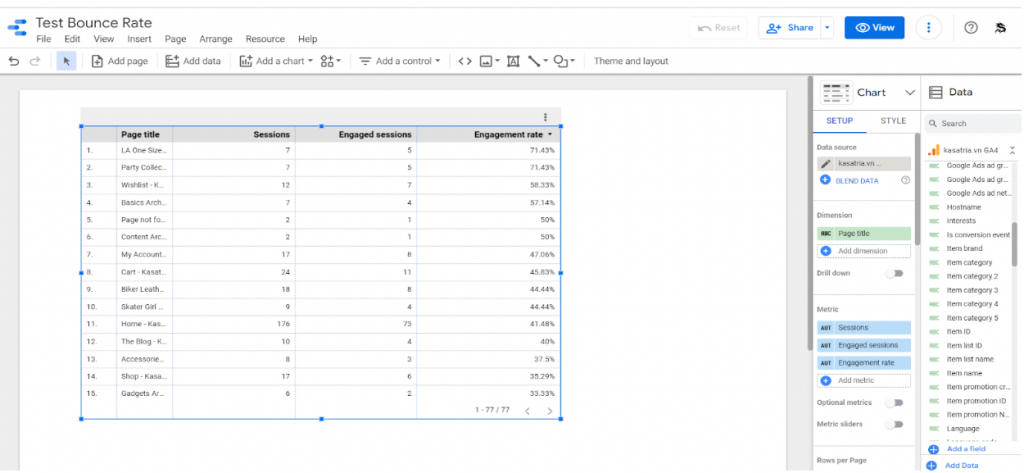 Bounce Rate Data Studio Step 2