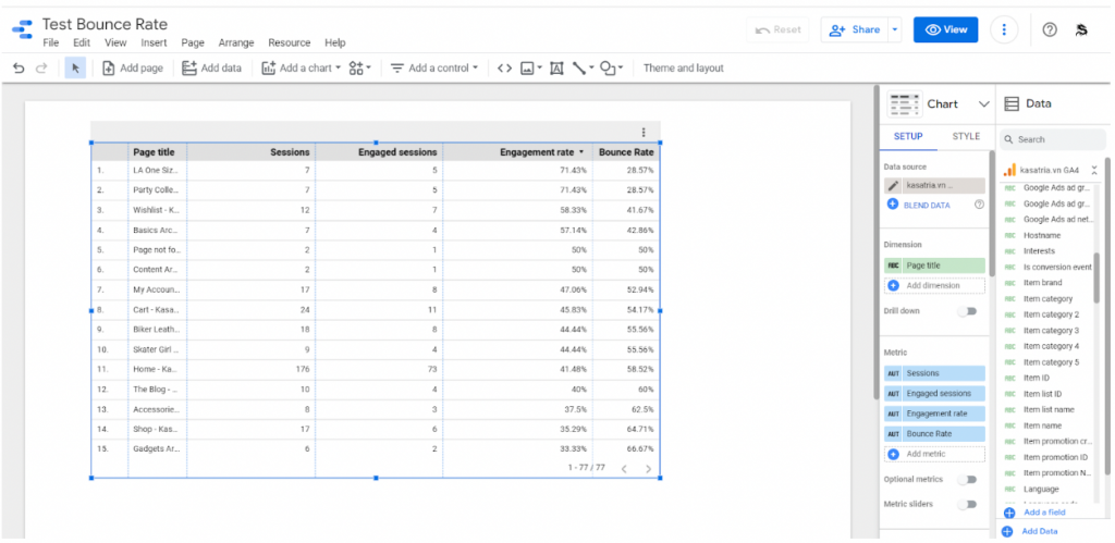 Bounce Rate Data Studio Step 4
